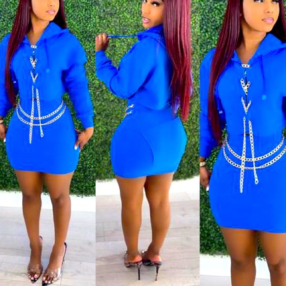 Sugar Popped Cuban Chain Set Navy Blue - Size L - Picture 2 of 3